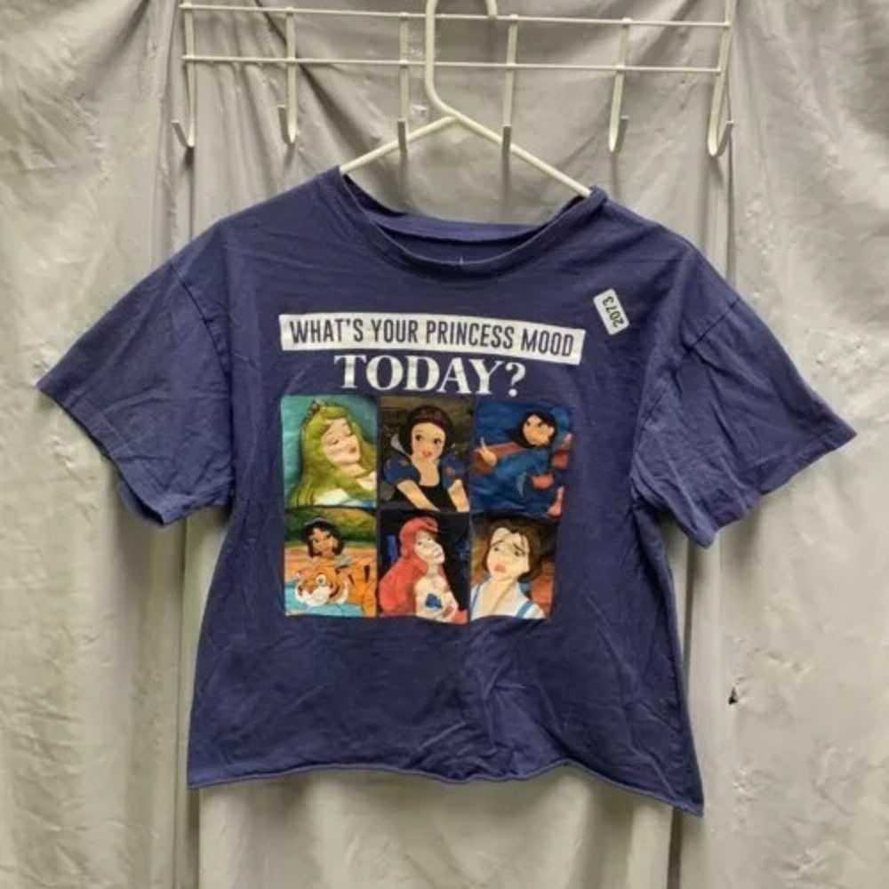 The Walt Disney Shirt Youth Large Blue Short Sleeve Princess Mood Girl's